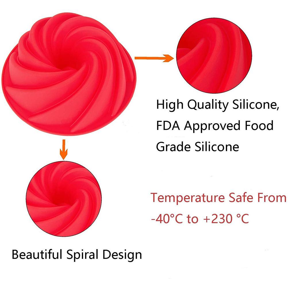 Silicone Spiral Design Pans 9 Inch Non Stick Cake Pan Mold 3D Bread Cake Pan DIY Large Baking Dish