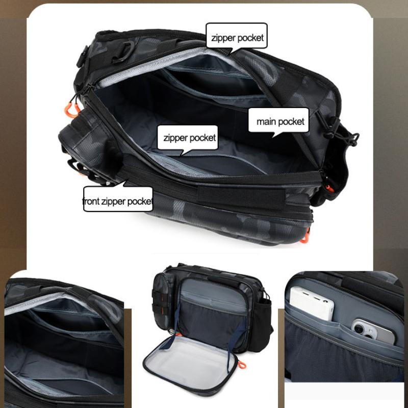 Tactical Fishing Climbing Chest Bag with Rod Holder Large Capacity Sports Training Hiking Hunting Cycling Sling Shoulder Bags