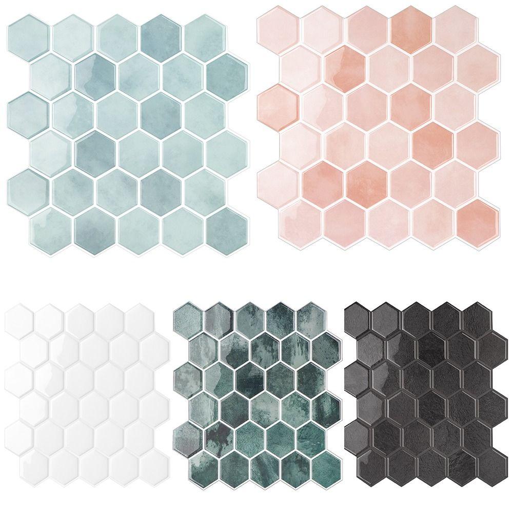 New Self-adhesive Peel and Stick Backsplash Hexagon 12*1 2inch Wallpaper Oil Proof Waterproof Stick Tile for Kitchen Bathroom