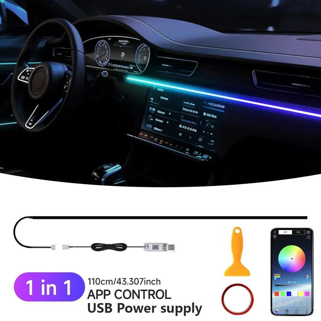 For Cadillac ATS 22in1 RGB Car Interior Acrylic Car Ambient Lights RGB Hidden Acrylic Strip Decoration Atmosphere Accessories