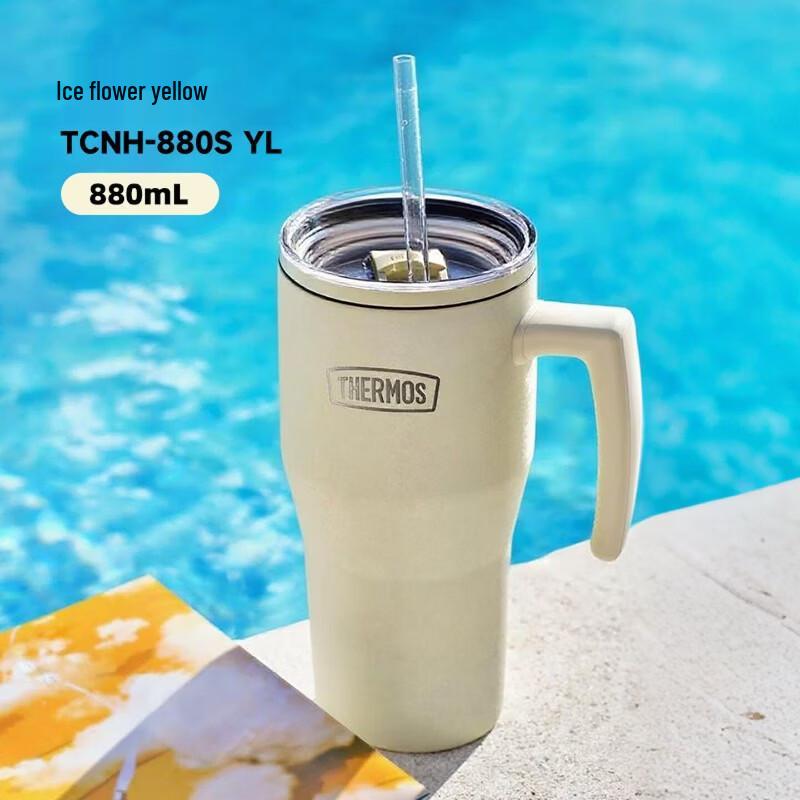 Thermos 880ml Large Capacity Insulated Water Bottle with Straw