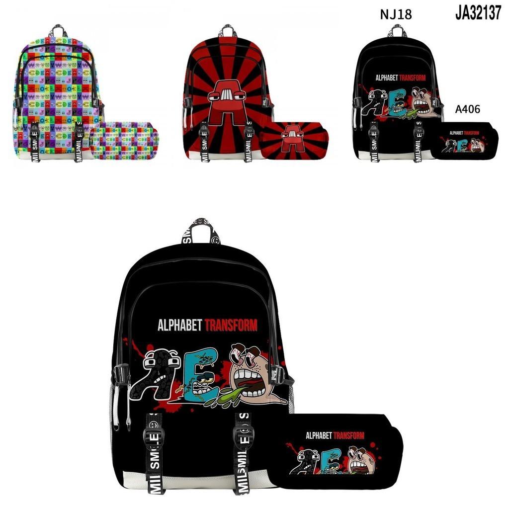 Alphabet Lore Legend Schoolbag Backpack W/ Zipper Double Layer Pen Bag Two-piece