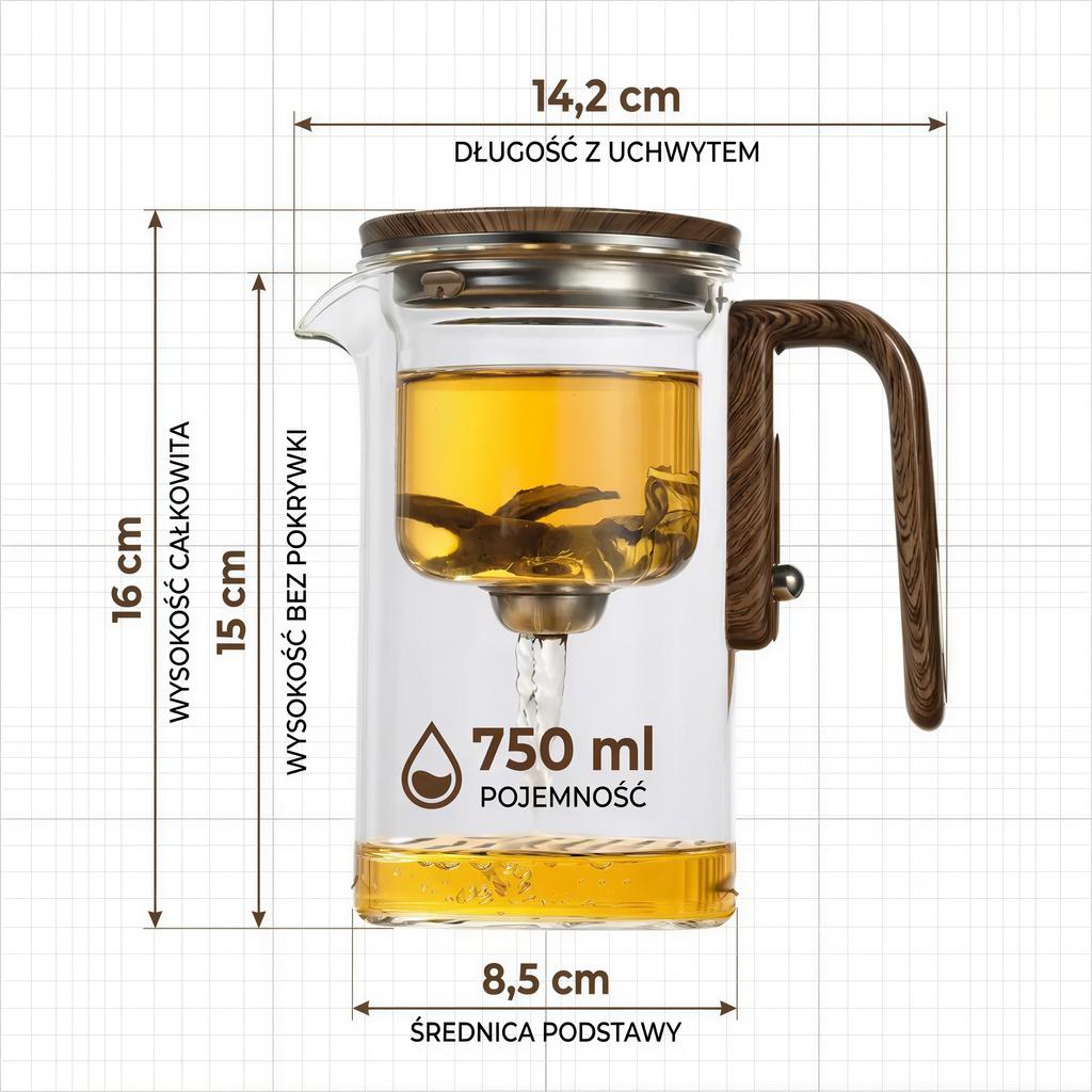 750 ML GLASS JUG WITH MAGNETIC TRIGGER INFuser FOR COFFEE AND TEA