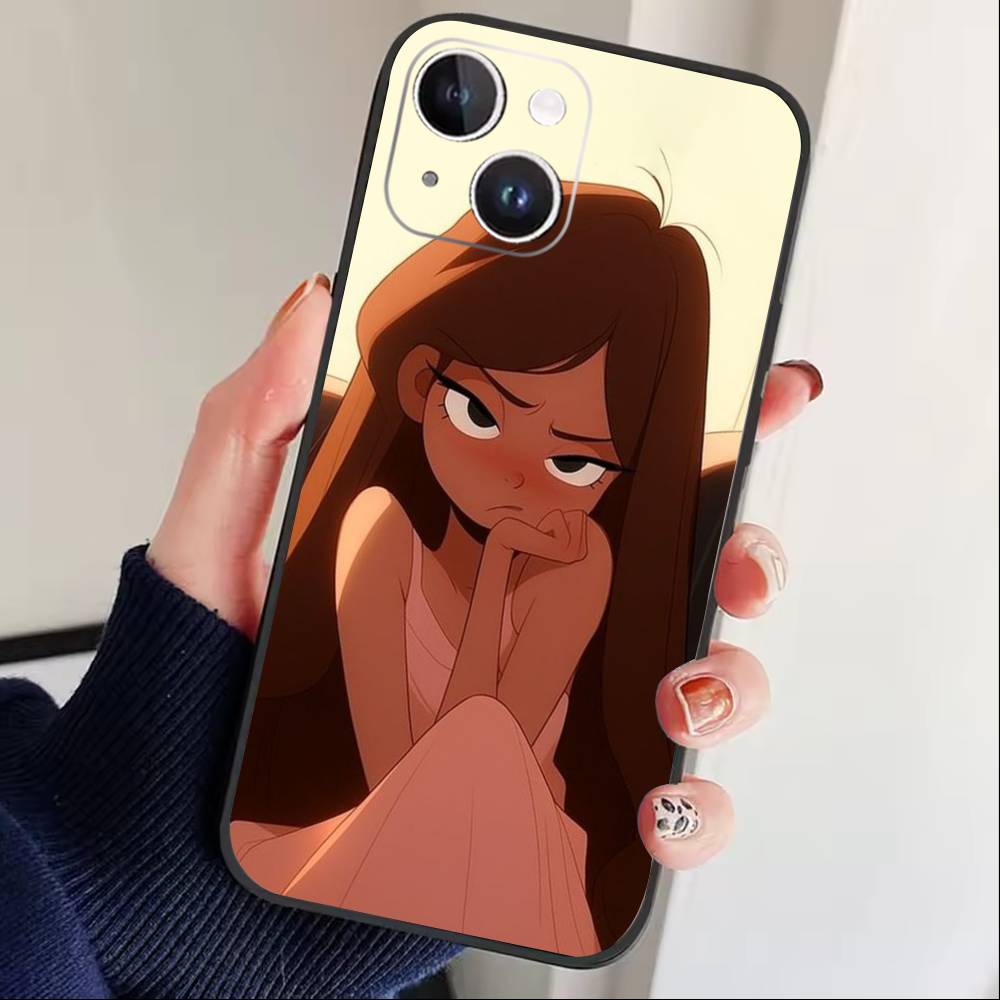 T-Rapunzel Princess Phone Case For iPhone 17 16 15 14 13 12 Max Plus Silicone Black Cover