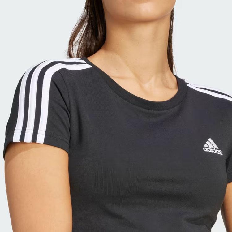 Adidas Essentials 3-Stripes Tee Women Tops Black IR6111