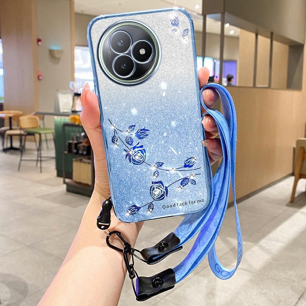 For Xiaomi Redmi K80 Ultra 5G Case Flower Pattern TPU Gradient Phone Cover with Lanyards