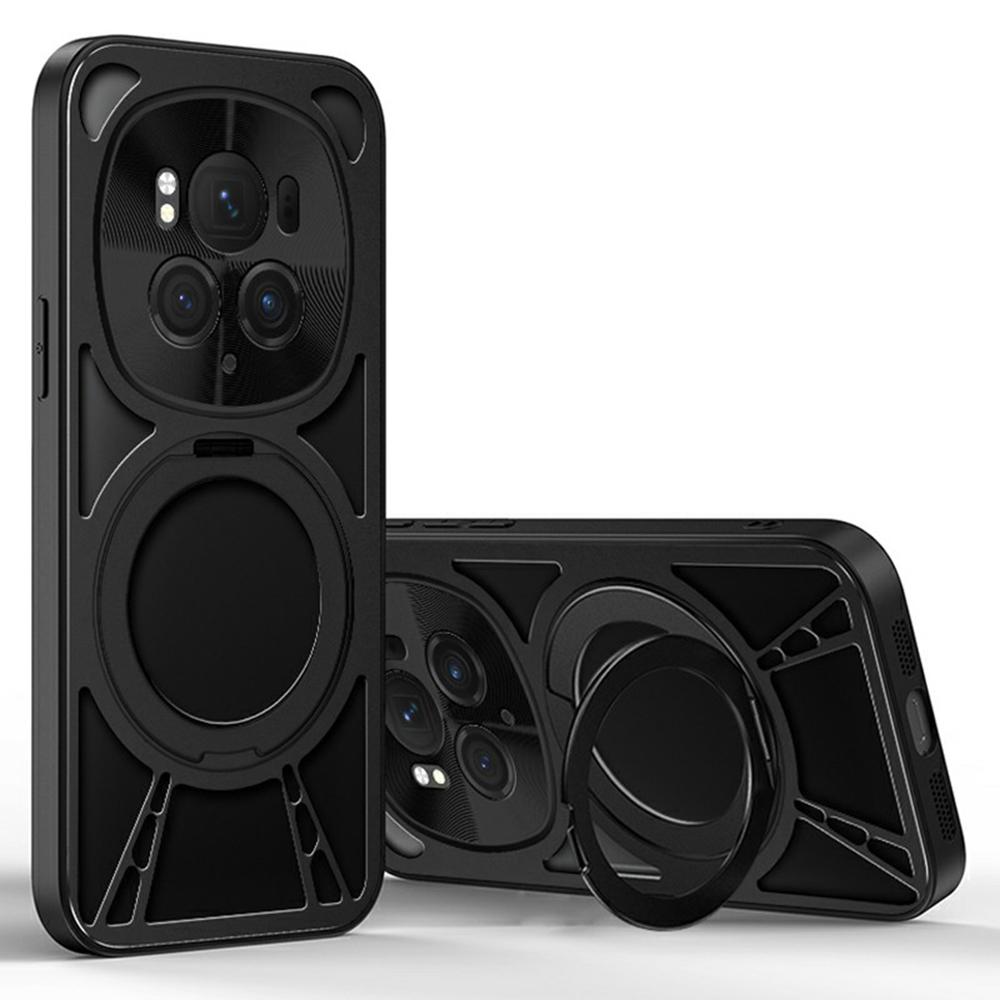 For Honor Magic6 5G Case Magnetic Kickstand Hollow Heat Dissipation Silicone+PC+Metal Bumper Phone Cover