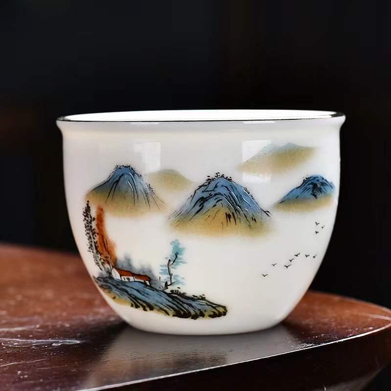 Sheep Fat Jade Porcelain Teacup: Chinese Ceramic Master Cup for Tea Tasting
