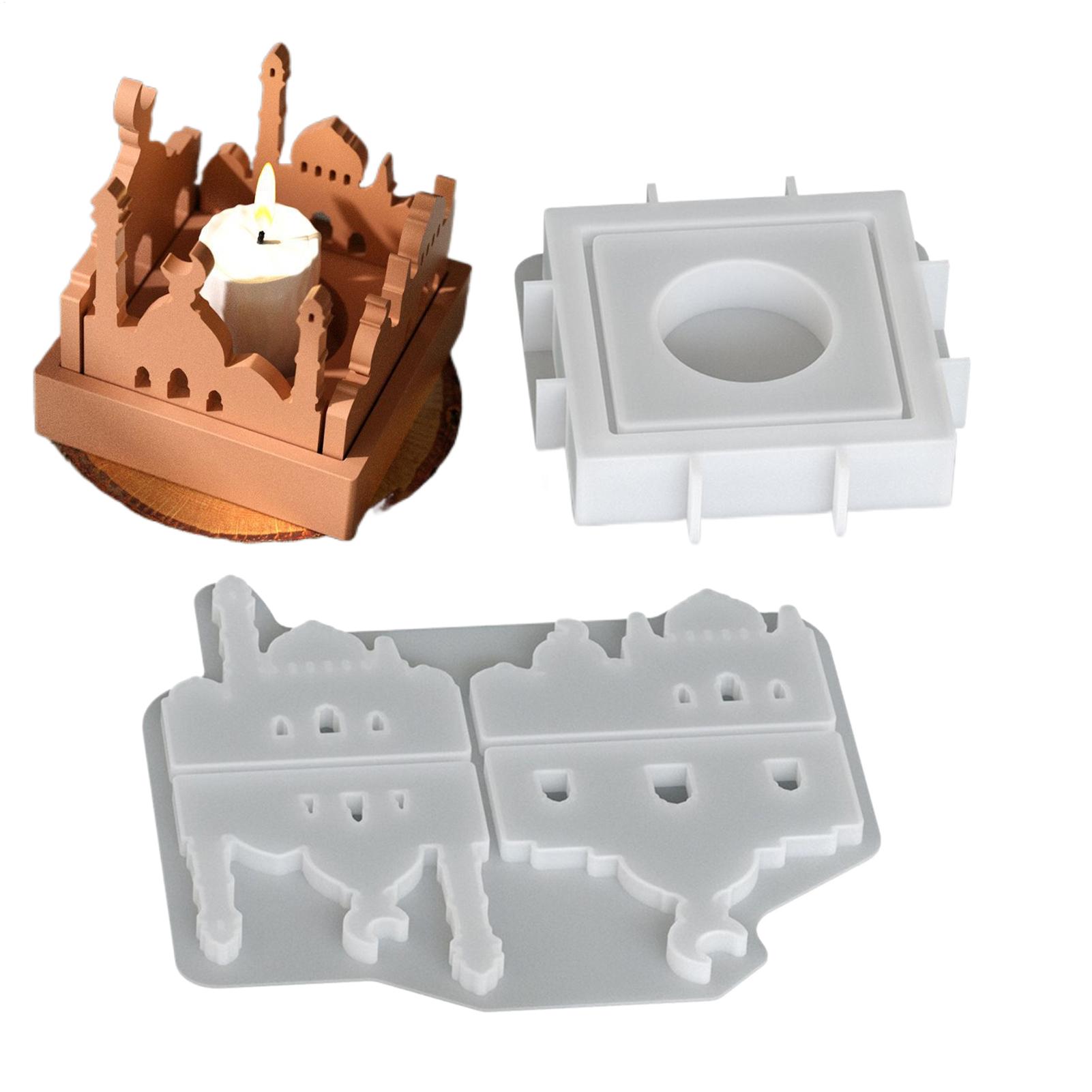 Silicone Tealight Candle Mold Ramadan Castle Mold Candle Holder House Shape Non Stick Casting Mould DIY Ramadan Candle Mold CN