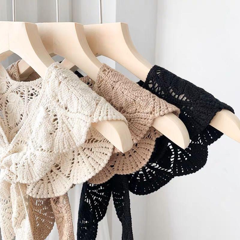 Summer Outer Lace Crochet Fake Collar Sweet Solid Color Decorative Versatile Thin Shawl Female Foreign Style Hollow Cloud Shoulder