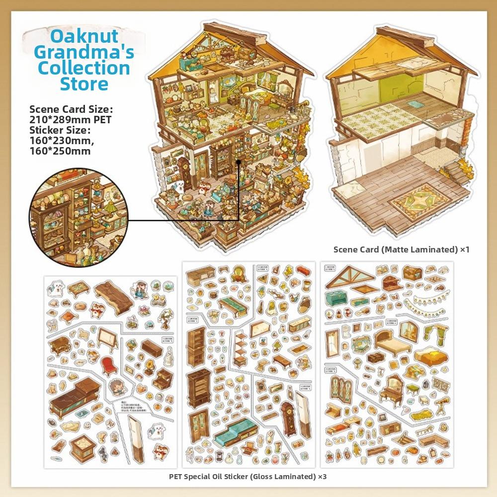 PET Die Cut 3D Scene Stickers Large Size Stacking Stickers Mini Landscape Sticker Children Gifts