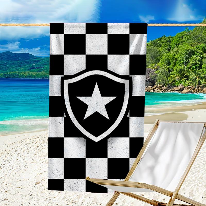 Shield With Star Emblem Printed Beach Towel, Super Soft Microfiber, Perfect Gift Birthday, for Pool, Beach, Travel, for family and friends