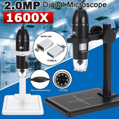 1600x Professional USB Digital Microscope 8 LEDs 2MP Electronic Microscope Endoscope Zoom Camera Magnifier Tripod Adapter