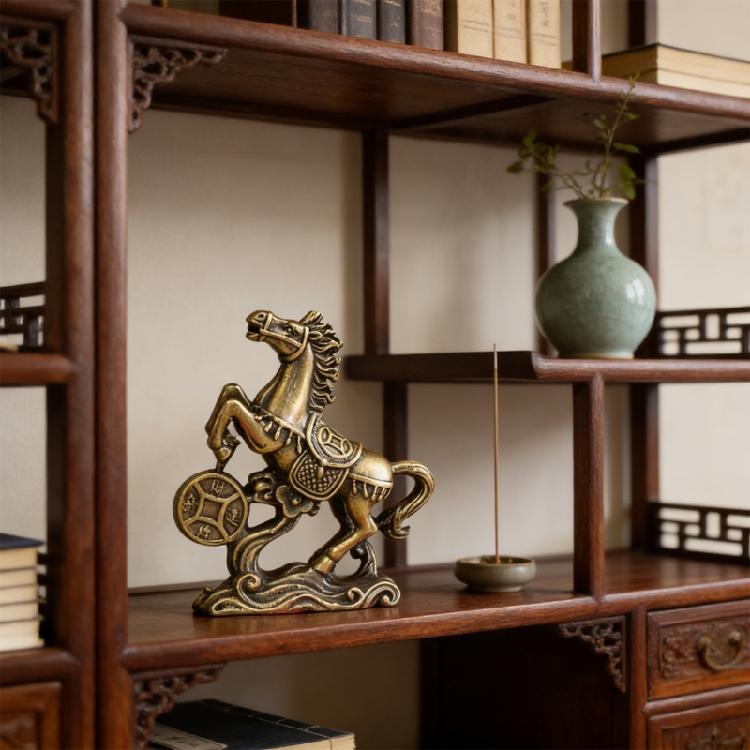 Metal Horse Statues Positive Energy Good Luck Showpiece Collectible Figurines Animal Sculptures for Home Office Decors
