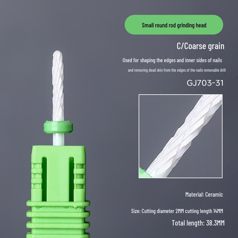 Ceramic Nail Art Grinding Head for Nail and Dead Skin Removal - Non-Heating Replacement Drill Bit.