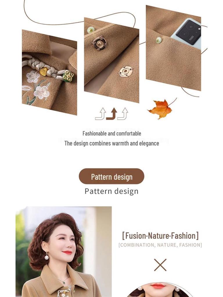 Wełniana kurtka mamy 2025 - Elegancki styl wiosenno-jesienny dla kobiet w średnim i starszym wieku