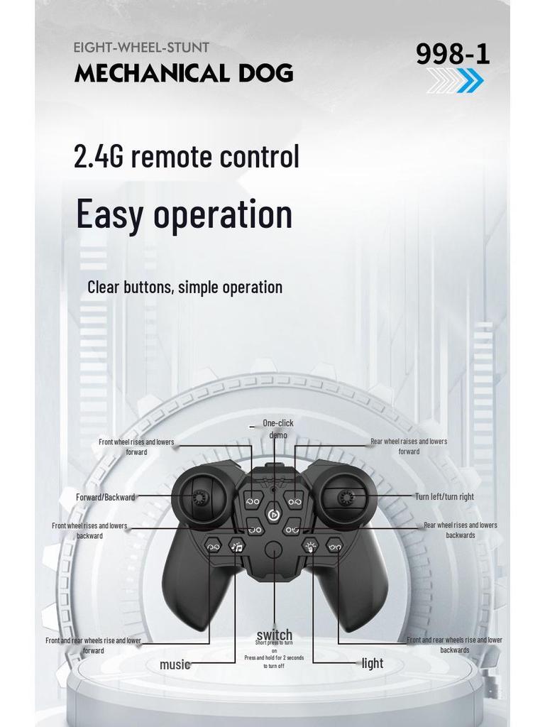 Stunt Remote Control Car: 8-Wheel Intelligent Mechanical Dog with Gesture Sensing for Kids