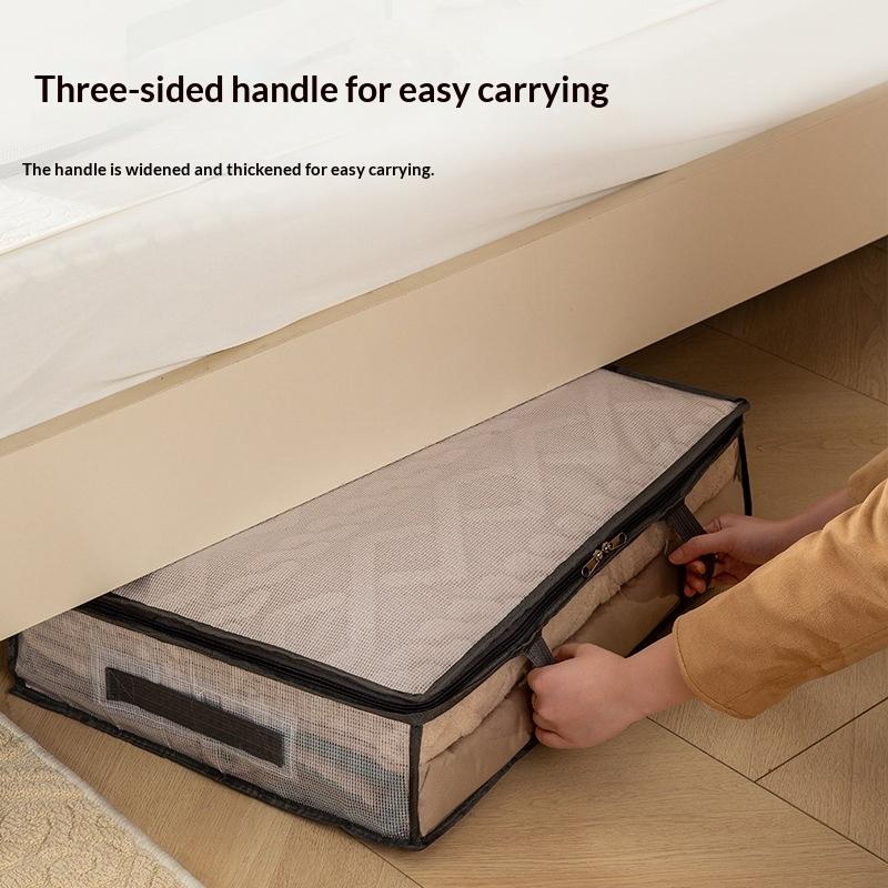 Transparent Under Bed Storage Bags Large Capacity Foldable Organizer With Zipper For Bedding Clothes