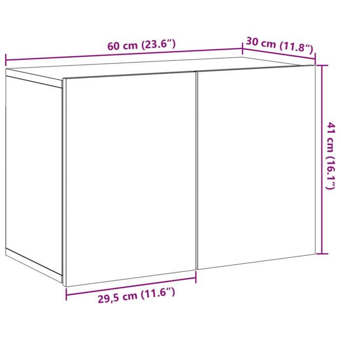 VidaXL Meuble TV mural chêne artisanal 60x30x41 cm, support TV, armoire média, console TV, meuble HiFi, centre de 857664