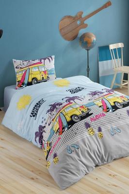 California-Bettwäsche-Set, 3-teilig, Bettbezug 160 x 200, Laken 160 x 240, Kissenbezug, Einzelbett, selbstgemustert, Queen-Size-Bett. Täglicher Gebrauch