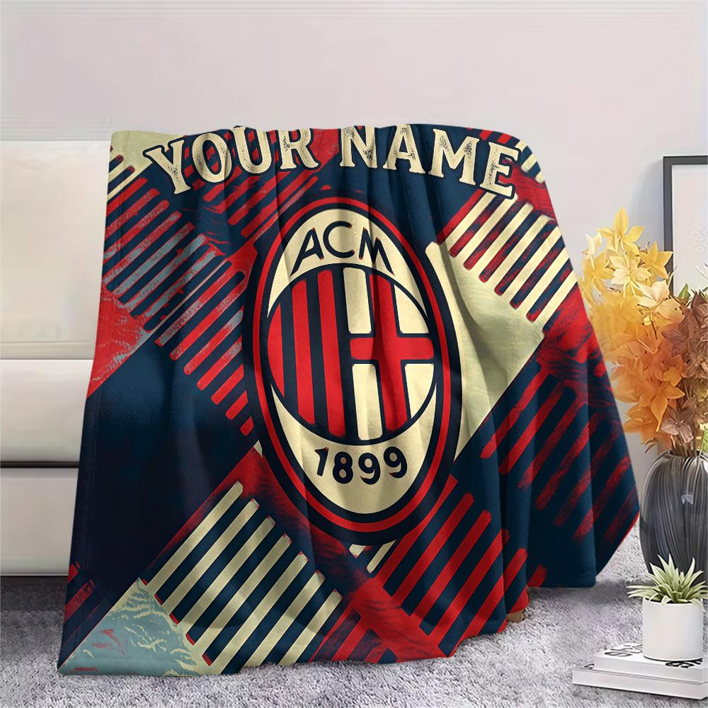 Custom Name AC Milan Flannel Blanket, High Quality Comfortable for All Seasons, Home Decor, Warmth and Comfort