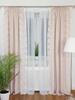 Light Pink Velvet Curtain with White Floral Embroidery 135x250 Cm On a Ribbon