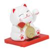 2inch Solar Fortune Cat with Clear Box Solar Powered Lucky Cat Waving Arm Set for Home Office and Dash Board Decor White