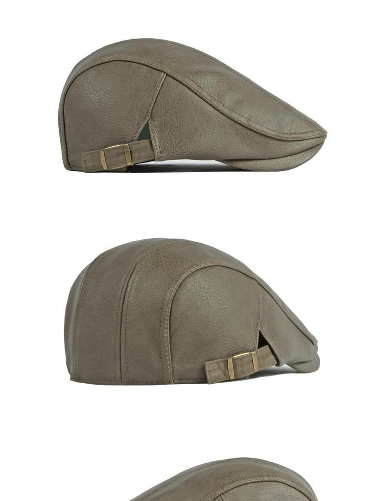 Men's and Women's British Retro PU Leather Beret - Stylish, Thickened, Warm Patent Leather Duckbill Cap for Autumn and Winter