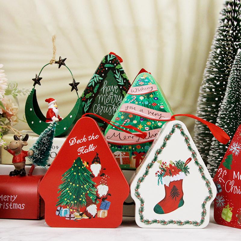 Christmas House Shape Xmas Atmosphere Christmas Decorations Chocolate Jar With Lanyard Cute Candy Box Kids 10.5x8.5x4cm
