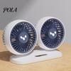 Auto Cooling Fan Car USB Powered Double Heads 360 Degree Rotatable 3 Speeds Adjustable 12V/24V Universal Large Airflow Dashboard Mount Accessories