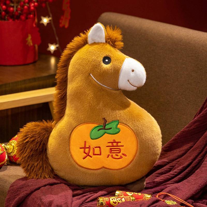 Chaveiro de Pônei de Pelúcia da Sorte do Ano do Cavalo Com Pelúcia Curta Macia Para Presente Coleção