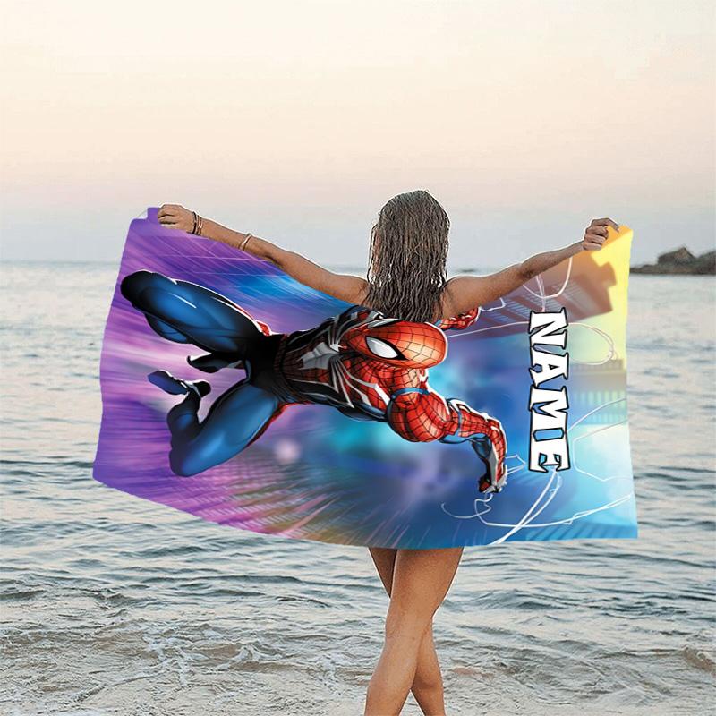 1pc Spider Man1 Beach Towel with Custom Name, Beach/Swimming/Bath/Picnic/Camping Towel, Suitable for Seaside Beaches