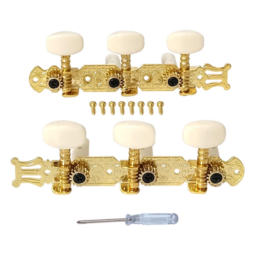 

2 шт. 3 на планке Колковый механизм для настройки гитарных струн Винтажные колки Машинные головки с кнопкой Колки для настройки гитары для классической гитары золотой