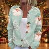 Women's Christmas Print Knit Cardigan Button Front Long Sleeve Sweater Coat for Holiday