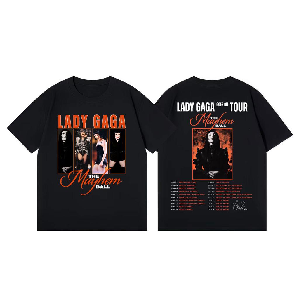 Singer Lady Gaga The Mayhem Ball Tour 2026 Graphic T Shirts Harajuku Rock Style Tshirts Men Women Fashion Casual Loose Tshirt