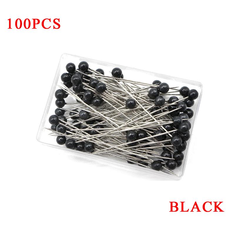 100PCS Pin Colorful 3.2cm Boxed Round Pearl Head Needles Positioning Stitch Pins DIY Dressmaking Accessories Household Tools ZYF