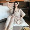 Temperament Style Can Be Worn Outside Pajamas Women'S Summer Day Short-Sleeved Trousers High-Value Ice Silk Thin Loungewear Suit