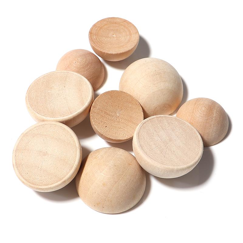 10-50pcs/lot Natural Color Half Round Wooden Beads Flatback Cabochon Split Wooden Balls For DIY Necklace Bracelet Jewelry