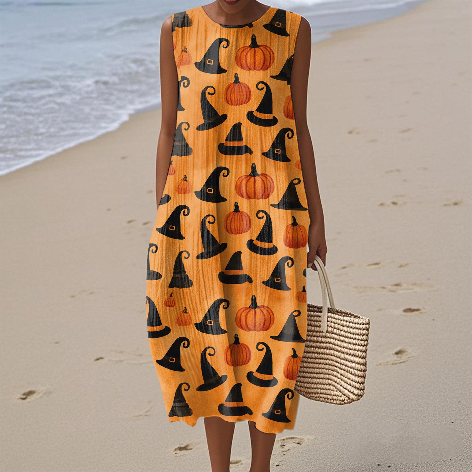 

Women s Fashion Casual Sleeveless Round Neck Retro Bohemian Elegant Temperament Dress S