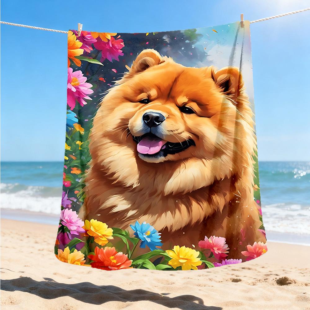 

1pc Dog Floral Outdoor Blanket - Soft Flannel Cozy for Travel & Camping - All-Season Warm Bed Cover, Machine Washable yy251229078 75x90cm