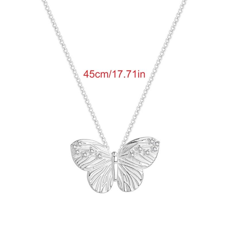 Unique Butterfly Pendant Necklace with Small Size Brushed Texture for Collarbone Chain Sturdy Copper Craft
