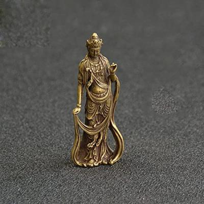 Miniatura Mini Seishi Bodhisattva estatua de pie altura anchura profundidad Hecho de latón en el año del guardián del Zodíaco imagen principal objeto del Zodíaco Objeto