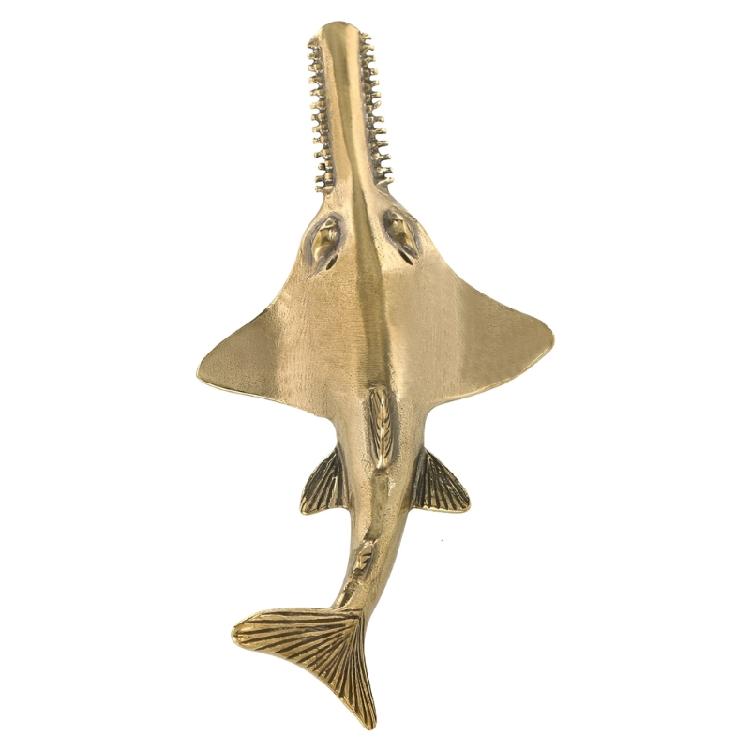 

Detailed Hand Carving Brasses Sawfishes Art Piece Decorative Sculpture for Collection and Display Enhancement 1