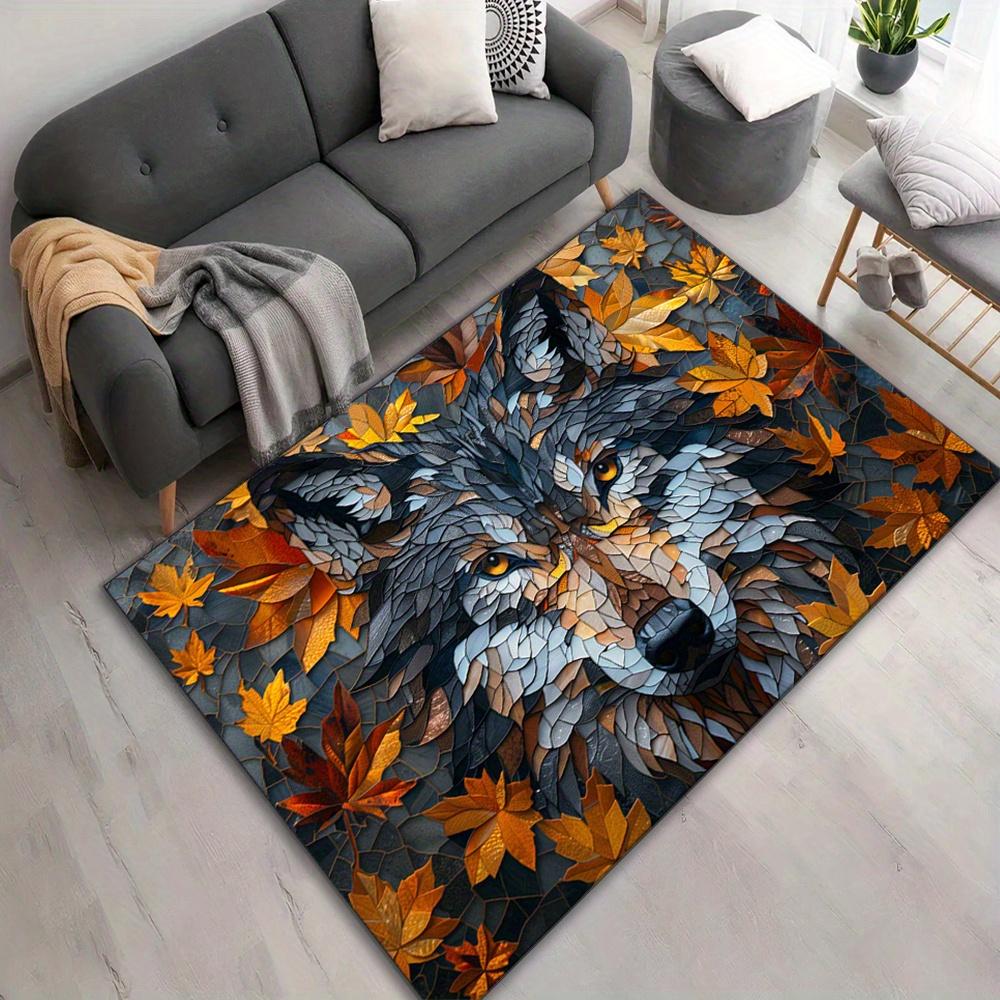 Wolf Design Non-Slip Polyester Carpet Chair Mat, Durable and Comfortable Area Rug for Living Room, Kitchen, Balcony, Hotel, and