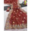 Pure  soft star Georgette silk fabric with thread work embroidered with piping border
