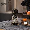 Candle Holder with Halloween Theme Stacked Skull Holder, Pillar Stand, Retro Spooky Tealight for Gothic Home Indoor Table Decor Decorative