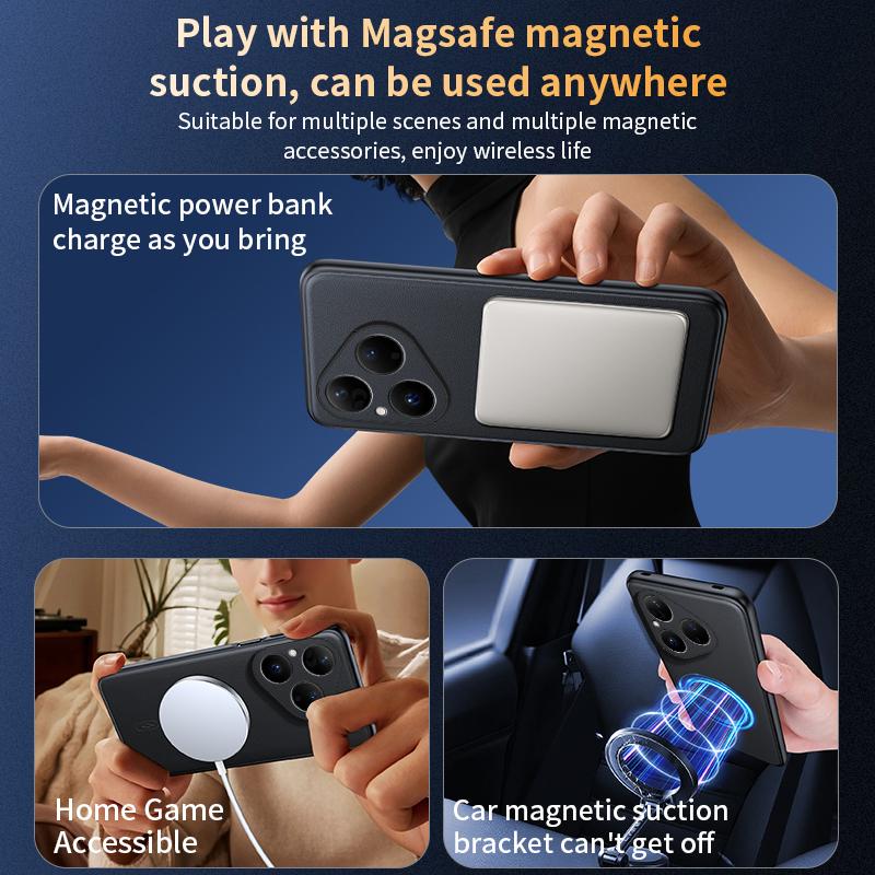 For Huawei Pura 80 Case Magnetic Leather Shield Cover For Huawei Pura 80 High Quality Anti-Fingerprint Non-Slip PC+TPU