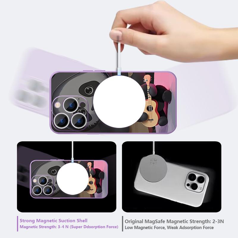 For iPhone 17 Pro Max Case Guitar-playing Panda Magnetic For Magsafe Silicone Cover For iPhone 16 Pro Max Funda iPhone 15 14 13 12 11 16E Air