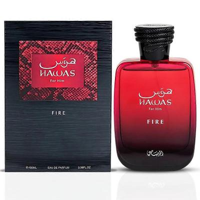 RASASI Hawas Fire Eau De Parfum for Men 100ML(3.4 Oz) - Bold Arabian Perfume with Fiery Essence - Long Lasting Luxury Scent Less