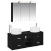 Bathroom Furniture Set 4 Pcs Black Oak Engineered Wood & Glass